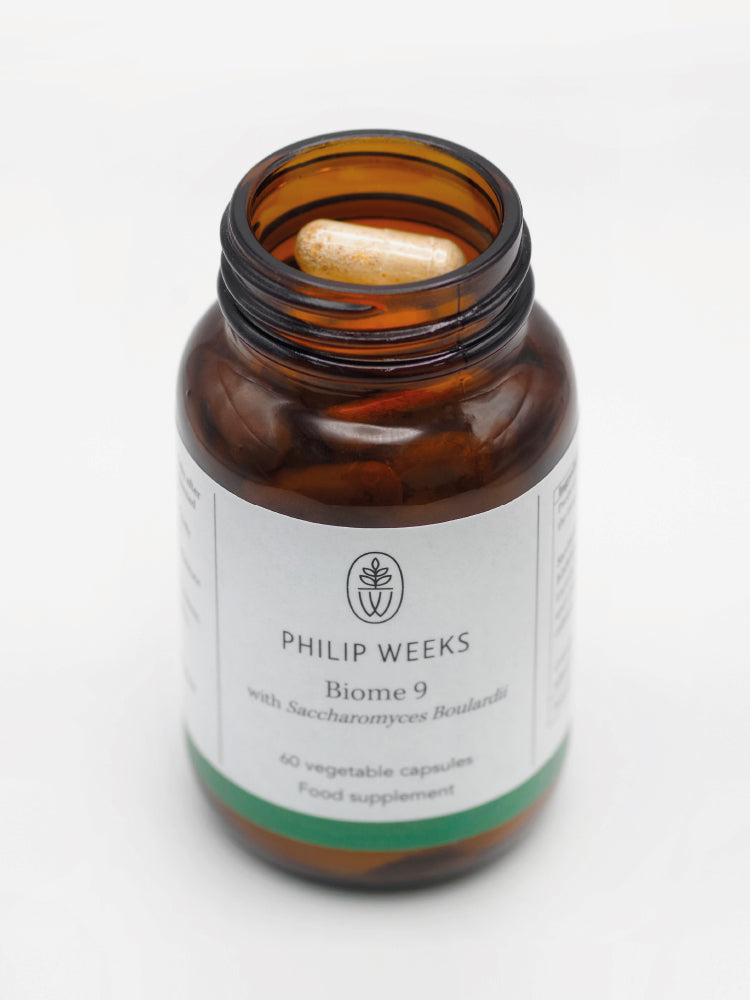 Philip Weeks BIOME 9 - ADVANCED PROBIOTICS top of bottle